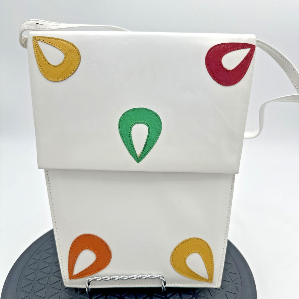 Vintage Purse Norma-B Tear Drop Colorful Appliqué Design Spain EUC